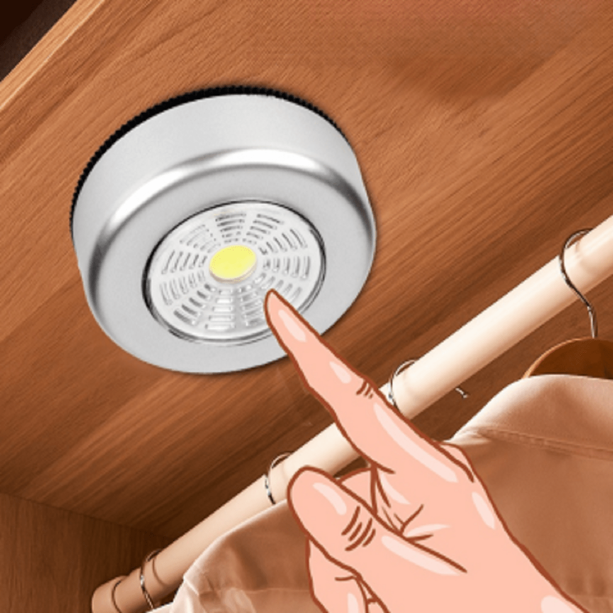 1pc 6.8cm Led Touch Lamp Battery Powered Light With Sensor