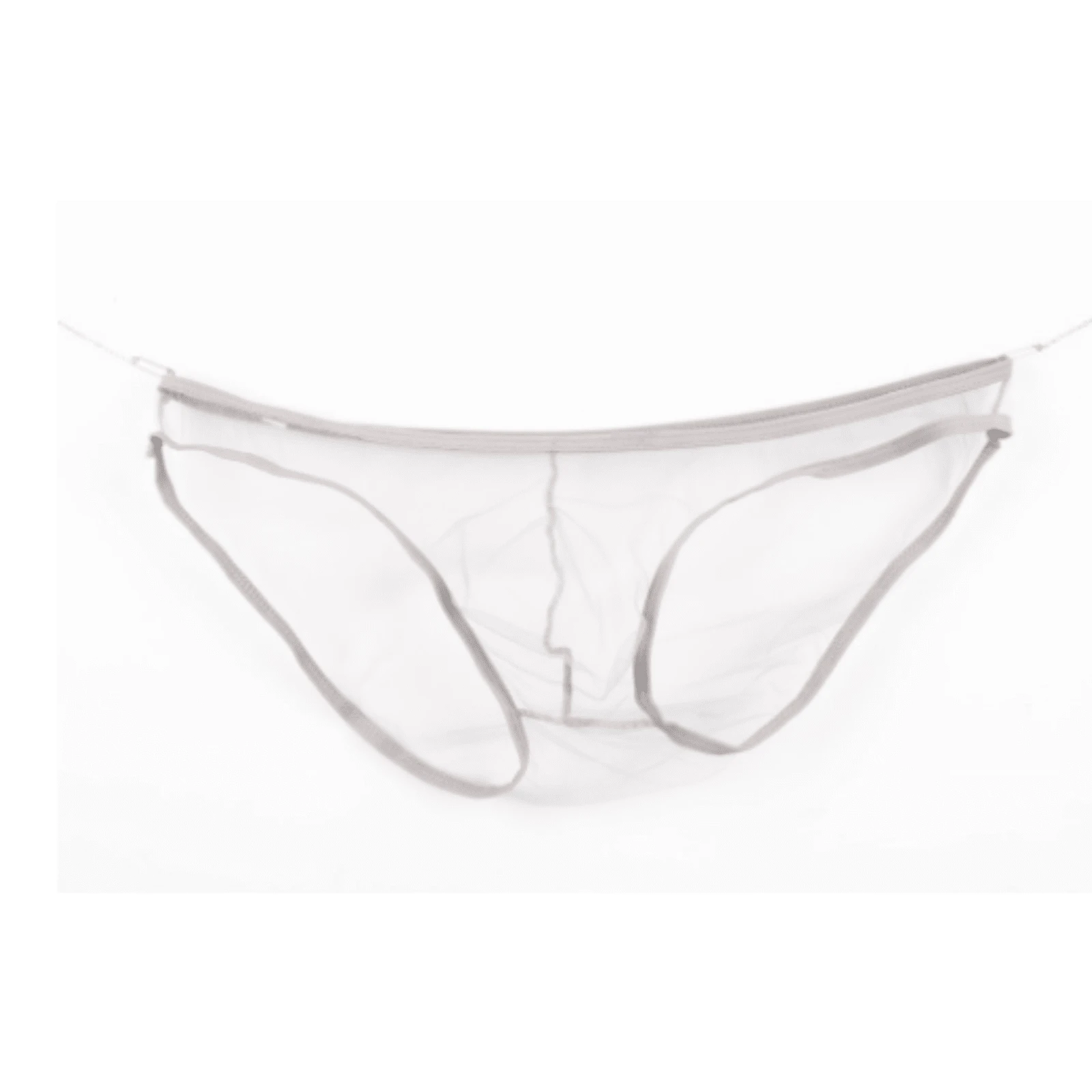 1pc Men'S Sexy Low Waist Triangle Briefs With Mesh Sheer Pouch, European And American Style - Grey - View 1