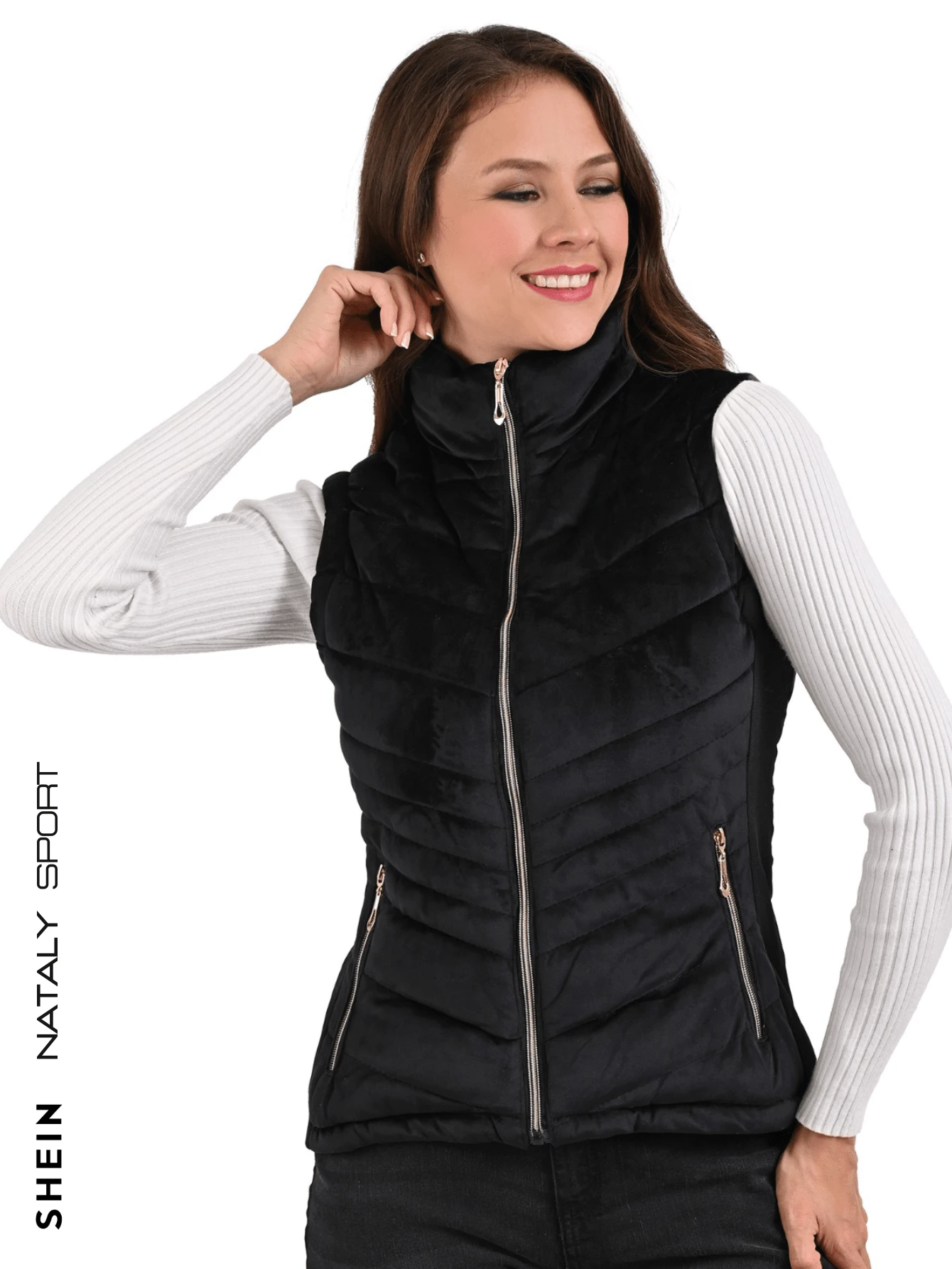 Chaleco Negro Afelpado para Mujer - Negro - Ver 1