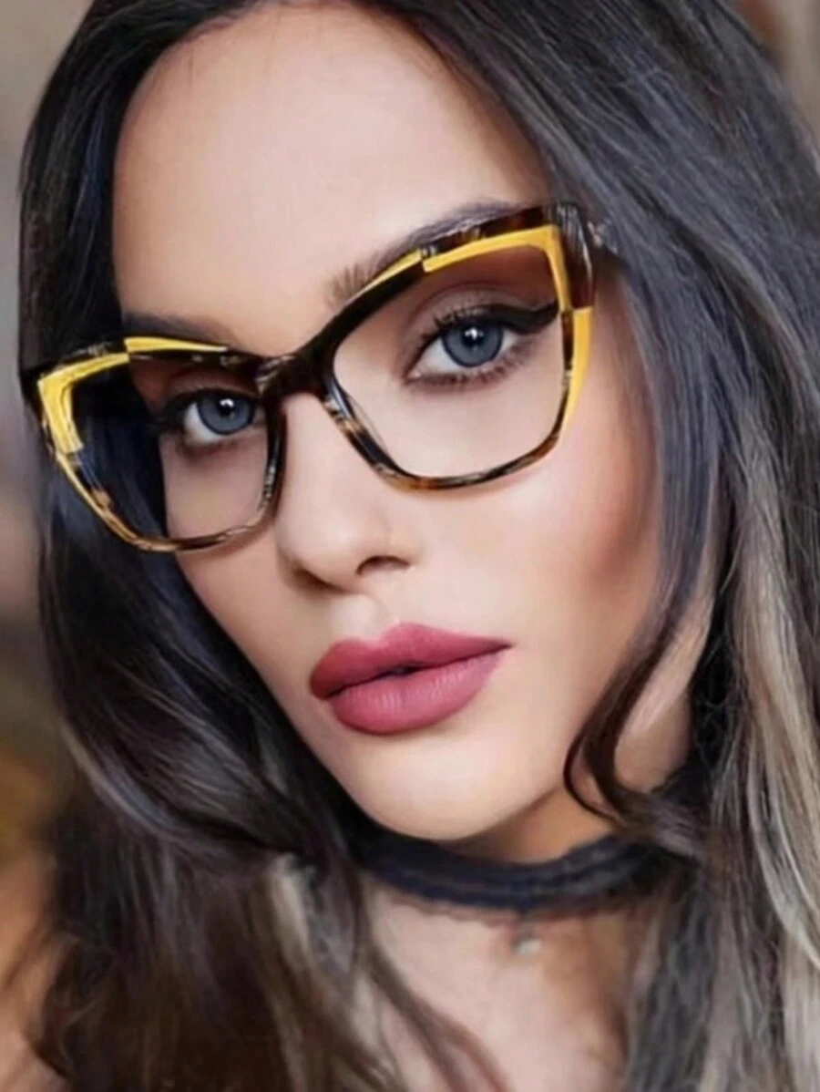 女士猫眼镜框时尚眼镜，适合日常生活