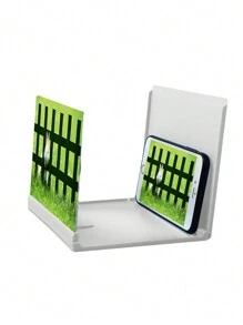 1pc White Mobile Phone Screen Magnifier Stand, Vertical And Horizontal Dual Purpose, Universal Hd Blu-ray Screen Amplifier - White - View 2