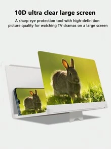 1pc White Mobile Phone Screen Magnifier Stand, Vertical And Horizontal Dual Purpose, Universal Hd Blu-ray Screen Amplifier - White - View 4