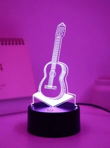 1 pieza Luz nocturna creativa 3D de la serie de instrumentos musicales en monocromo y 7 colores, que incluye guitarra, guitarra eléctrica y saxofón, regalo para amantes de la música - Multicolor - Ver 5