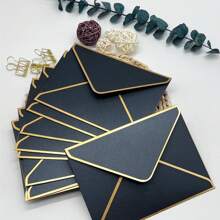 10pcs PearlPaper Envelopes For Wedding Party Invitations, Greeting Cards, Gifts, 14x19cm - Black - View 2