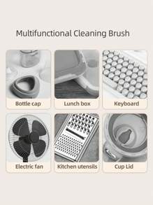 2pcs/pack Bendable Groove Cleaning Brush, Ideal For Keyboard, Crevice, Cup And Cover Cleaning, White & Gray - Multicolor - View 6