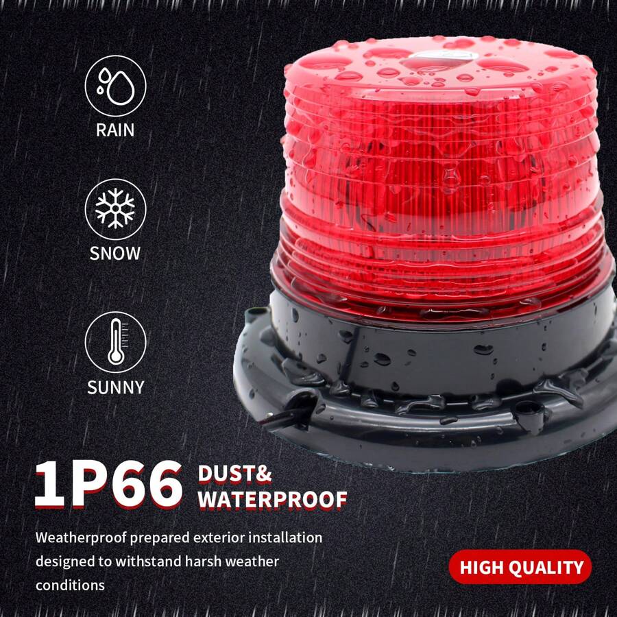 Red 40 LED Rooftop Beacon Light Base, Strobe Warning Safety
