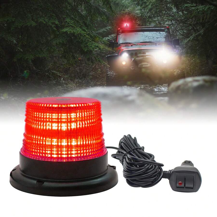 Red 40 LED Rooftop Beacon Light Base, Strobe Warning Safety