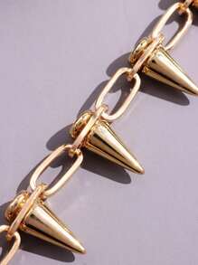 1pc Silver Simplistic Alloy Lightning Pendant Clavicle Chain - Gold - View 5