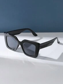 1pc Women's Square Plastic Decorated Fashion Sunglasses For Daily Wear Sunglasses Beach Sun Glasses Beach Accessories For Women Sun Glasses Sunglasses Shades Fashionable Shade Elegant Outfit Family Outings Travel Vacation Holiday For Summer Beach Vacation,Outdoor,Travel - Black - View 4