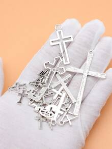 26pcs Antique Silver Color Cross Charms Collection For Diy Jewelry Making, 26 Styles, 1 Of Each - Antique Silver - View 3