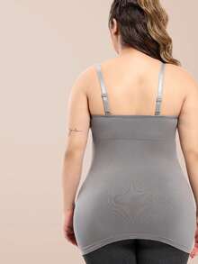 1pc Plus Size Nursing Tank Top, Front Snap Closure Breastfeeding Camisole, Seamless Maternity Underwear For Oversize Women - Grey - View 2