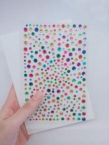 1pc Face Glitter Sticker With Colorful Rhinestone, Ins Popular Starry Blingbling Style, Suitable For Parties And Gatherings - Multicolor - View 5