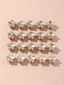 20pcs Children's Cute Gold Mini Flower Hair Clips, Perfect Gift For Daughter - Yellow - View 1