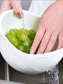 1/2/3入組帶濾網的草莓洗飯碗 - 有效清潔小顆粒和廚房工具 - 藍色 - 查看 2