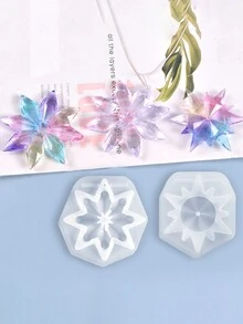 1入組自製水晶環氧樹脂模具,用於製作雪花吊飾和項鍊裝飾,高鏡面硅膠模具適用於女性日常佩戴 - 無色 - 查看 3