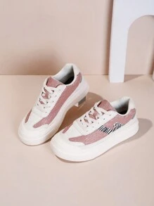 Women's Color Block Pink Fashionable Slim-fit Sneakers Rl-02 - Baby Pink - View 4