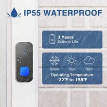 LIKEPAI Không dây Âm nhạc Chuông cửa , Nhà  Không thấm nước Chuông cửa 1 , Phạm vi , 5 Dung tích Cấp độ Với 55 Chuông cửa & Led Tia sáng Cắm vào ( Đen Cổ điển Chuông cửa Bộ dụng cụ : 1 Nút & 2 ) - màu đen - Xem 4