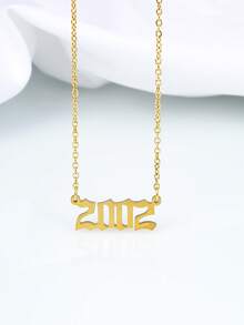 1入組不鏽鋼出生年份項鍊(2000-2012) - 金色 - 查看 4