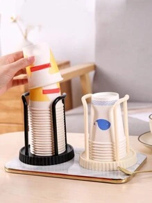 1pc Paper Cup Holder For Household, Multifunctional Desktop Coffee, Tea Cup Organizer With Cup Retrieval Function - Black - View 7