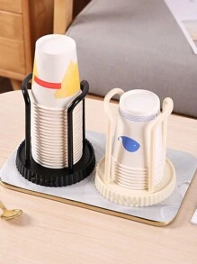 1pc Paper Cup Holder For Household, Multifunctional Desktop Coffee, Tea Cup Organizer With Cup Retrieval Function - Black - View 8