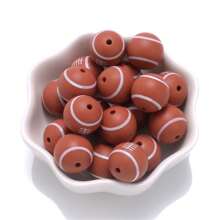 10pcs/pack 15mm Silicone Round Beads With Football Pattern Diy Loose Beads - Multicolor - View 13