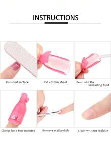 10入組透明指甲油卸除夾,塑料可重複使用的卸甲夾,適用於移除壓克力指甲,凝膠指甲和uv凝膠指甲油的卸除裝置 - 無色 - 查看 7