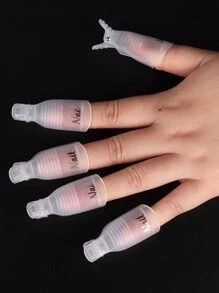 10入組透明指甲油卸除夾,塑料可重複使用的卸甲夾,適用於移除壓克力指甲,凝膠指甲和uv凝膠指甲油的卸除裝置 - 無色 - 查看 3