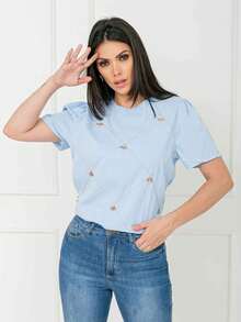 Women Tops - 藍色 - 查看 4