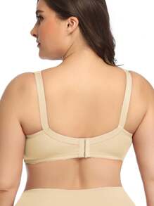 1 Stück Damen Unterstützungs-BH (große Größen) Einfarbig mit elastischer ultra-dünner Unterstützung und Bügeln, einfach und bequem für den täglichen Gebrauch - Beige - Übersicht 3