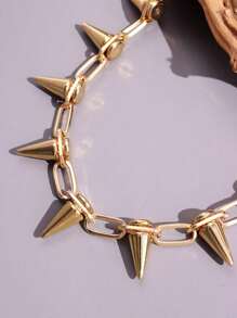 1pc Silver Simplistic Alloy Lightning Pendant Clavicle Chain - Gold - View 2