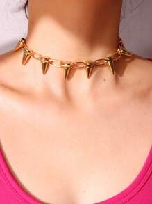 1pc Silver Simplistic Alloy Lightning Pendant Clavicle Chain - Gold - View 1