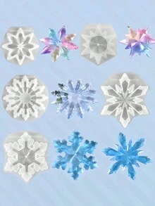 1入組自製水晶環氧樹脂模具,用於製作雪花吊飾和項鍊裝飾,高鏡面硅膠模具適用於女性日常佩戴 - 無色 - 查看 1