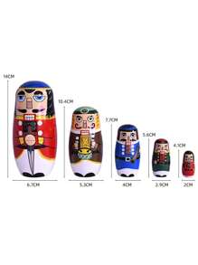 Bộ 5 búp bê lồng nhau Kẹp hạt dẻ, Búp bê Matryoshka của Nga, Tượng Kẹp hạt dẻ Giáng sinh, Kẹp hạt dẻ bằng gỗ thủ công, Đồ trang trí quán cà phê, Phòng khách gia đình, Đồ trang trí để bàn trang trí phòng - Nhiều màu - Xem 7