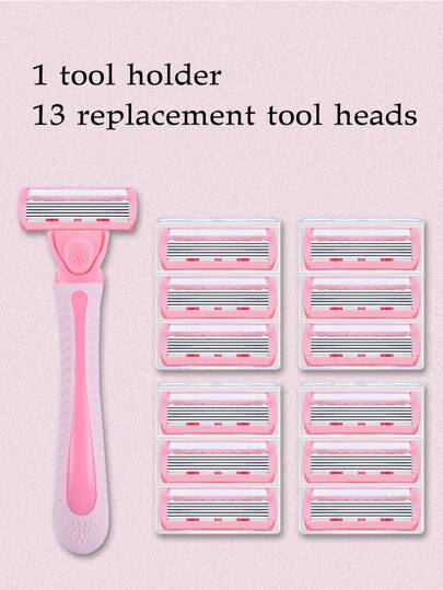 1 manico, 13 lame di ricambio, 1set coltelli da barba donna, coltelli da barba, rasoi manuali uomo antigraffio, lame in acciaio inox, strumenti da barba, coltelli da barba, coltelli da barba, coltelli da barba