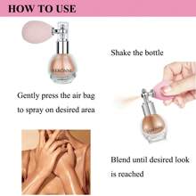 VERONNI 1 件装身体闪光高光粉喷雾，高光泽闪光，自然三维轮廓腮红粉，为嘴唇、眼睛、头发、面部和身体化妆带来闪亮光泽 - #01 Pearl White - 查看 4