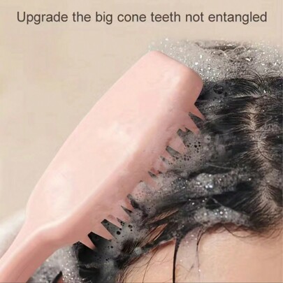 1pc Spa Soft Hair Brush Silicone Head Scalp Massager Shampoo Brush Detangling Hair Brush For All Hair Types ,Hair Styling Tools