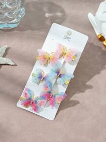 Mesh Butterfly Hair Clips Set For Children, Blue/pink/yellow - Multicolor - View 1