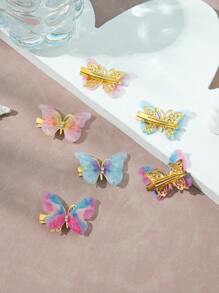 Mesh Butterfly Hair Clips Set For Children, Blue/pink/yellow - Multicolor - View 2