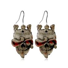 1對萬聖節誇張的復古風格有趣的骷髏、、海盜骨頭形耳環,適用於西式服裝