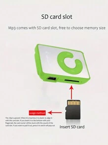 Clip-on Portable Mp3 Player With Mirror Finish And C Key, Supports Up To 8gb Memory Card - Green - View 5