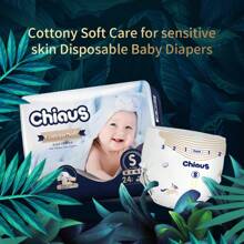 1 Pack Chiaus Premium Platinum Edition Disposable Baby Diapers, Breathable & Dry, Day & Night Available, NB/M/L/XL Sizes Fits Weight 0-31LB, Optional - Blue and White - View 3