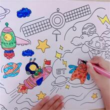 3m 彩色塗鴉繪畫紙捲兒童藝術 Diy,紅色 - 白色 - 查看 3