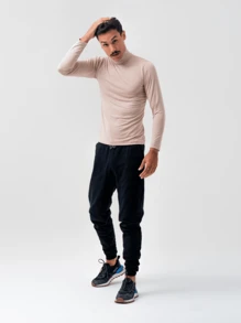 Camisa Térmica Manga Longa Gola Alta Unissex Proteção Solar Uv 50+ Várias Cores - Bege - Visão 1