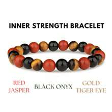 gxtbw 1 Pc Triple Prosperity Bracelet: Citrine, Green Aventurine, & Turquoise 8 mm Round Prosperity and Good Luck Crystals (Gemstone Bracelet) - African Pine Citrine Green Aventurine - View 15