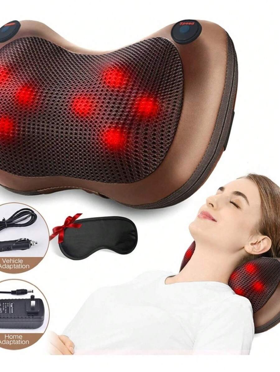 Masajeador Espalda Cuello Infrarrojo Almohada En Coche Casa - Negro - Ver 1