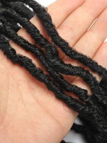 New Faux Locs Crochet Hair, Long Soft Locs Crochet Braids Hair With Curly Ends, Natural Black Synthetic Bohemian Locs Braiding Hair Extensions For Christmas Gifts (12 Strands/Pack 1B#) - Black - View 5