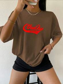 Plus Size T-shirts - 棕色 - 查看 2
