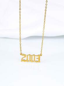 1入組不鏽鋼出生年份項鍊(2000-2012) - 金色 - 查看 5