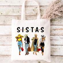 女士手提袋,帆布提包,適合日常通勤和購物 - 白色 - 查看 3