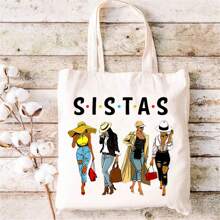 女士手提袋,帆布提包,適合日常通勤和購物 - 白色 - 查看 1